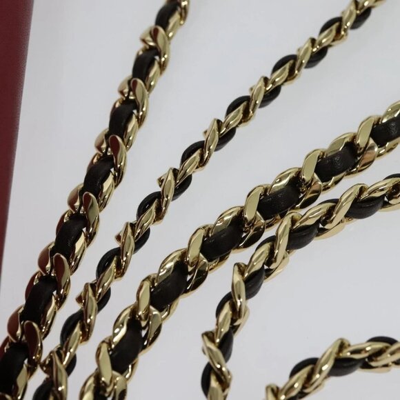 FENDI Chain Shoulder Bag Leather Red Gold Auth 125939 - Picture 9 of 16